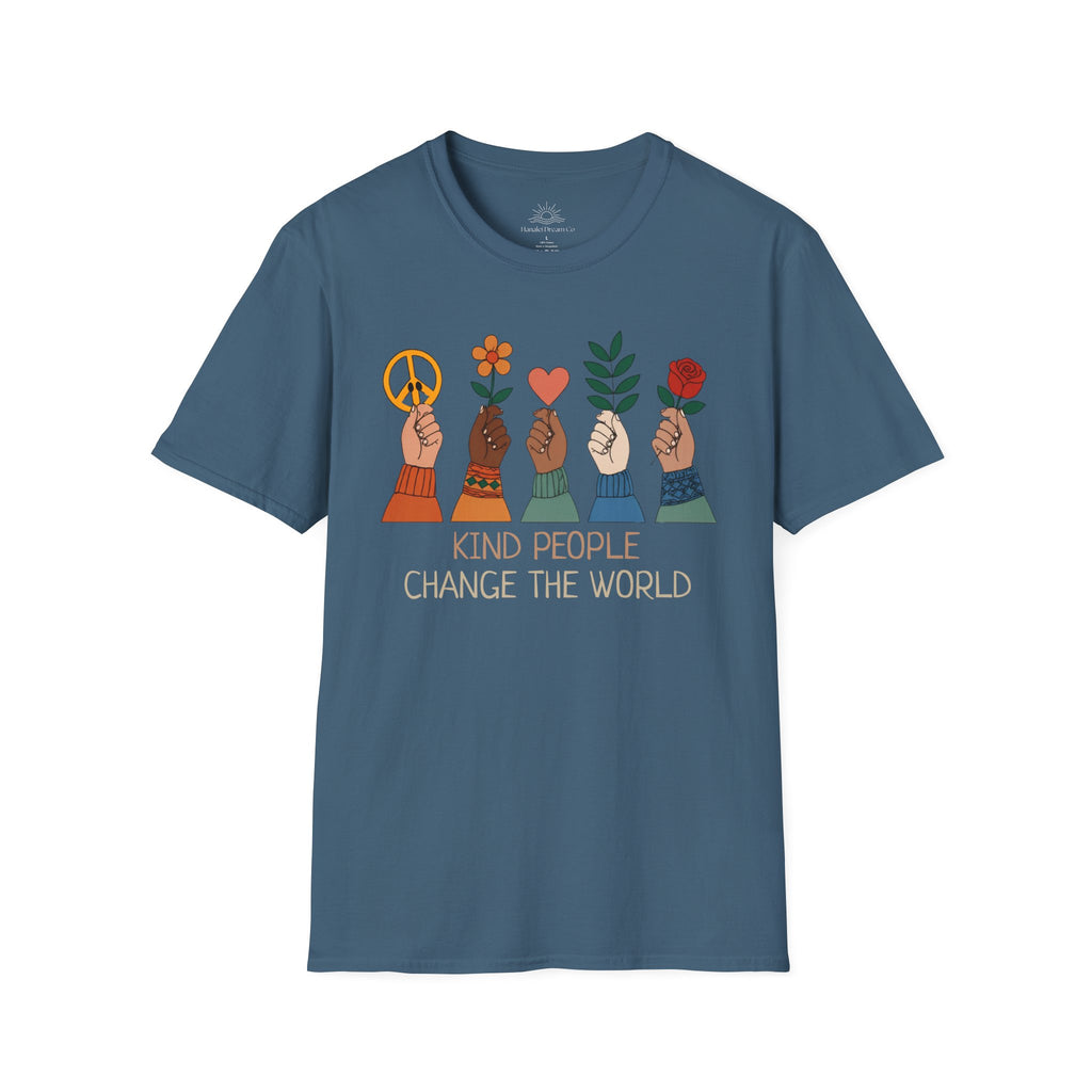 Kind People Change the World T-Shirt | Peace Flower Heart Rose Hands