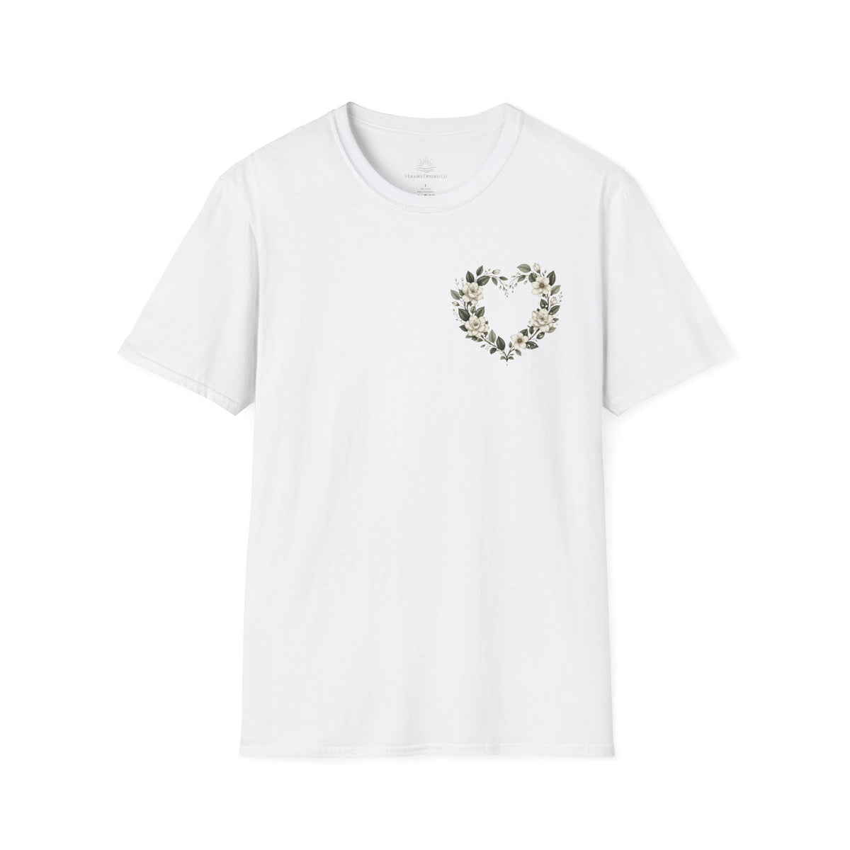 Gardenia Heart Floral Wreath T-Shirt – Botanical
