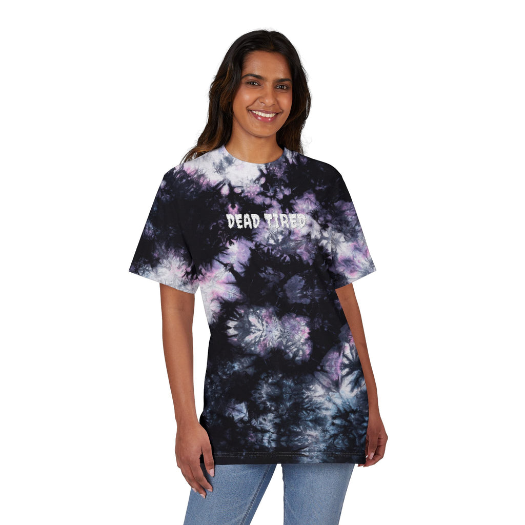 Embroidered "Dead Tired" Tie-Dye Spiral T-Shirt