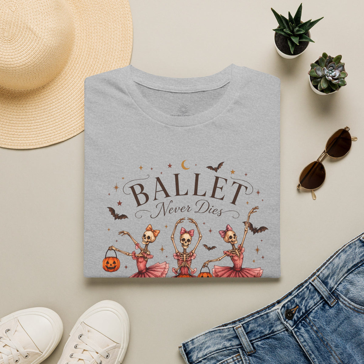 Ballet Never Dies T-Shirt | Halloween Skeleton Ballerina