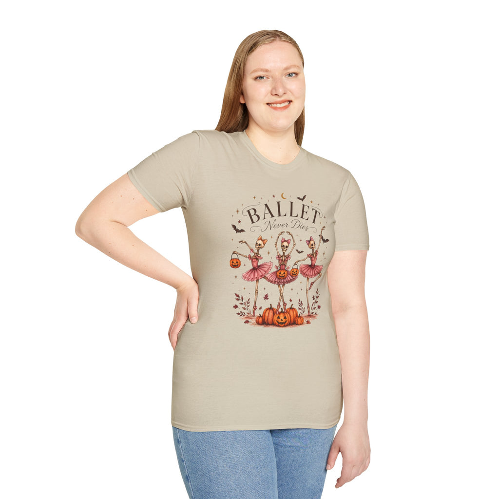 Ballet Never Dies T-Shirt | Halloween Skeleton Ballerina