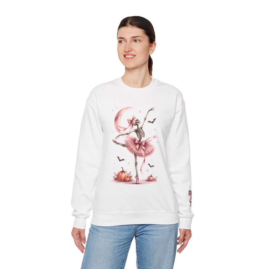 Skeleton Ballerina Ballet Dancer Sweatshirt | Halloween Pumpkin Moon