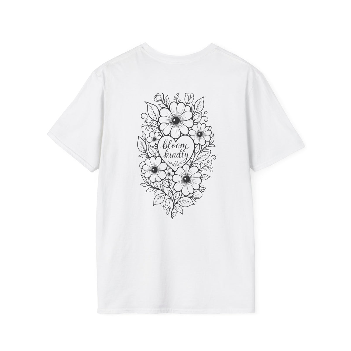 Bloom Kindly Floral Heart T-Shirt – Daisy Line Art