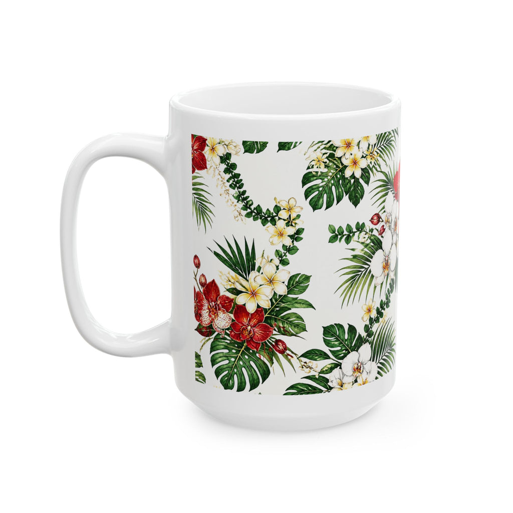 Tropical Floral Ceramic Mug – Hibiscus & Plumeria