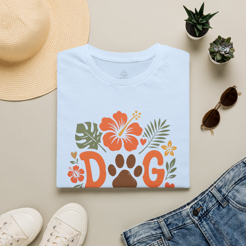 “DOG MAMA” Floral Paw Print Tropical Tee