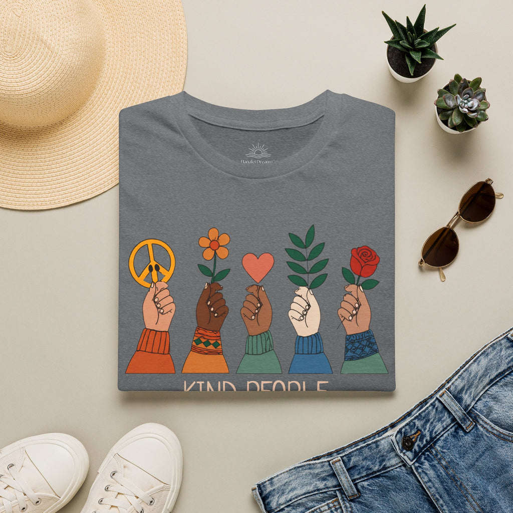 Kind People Change the World T-Shirt | Peace Flower Heart Rose Hands