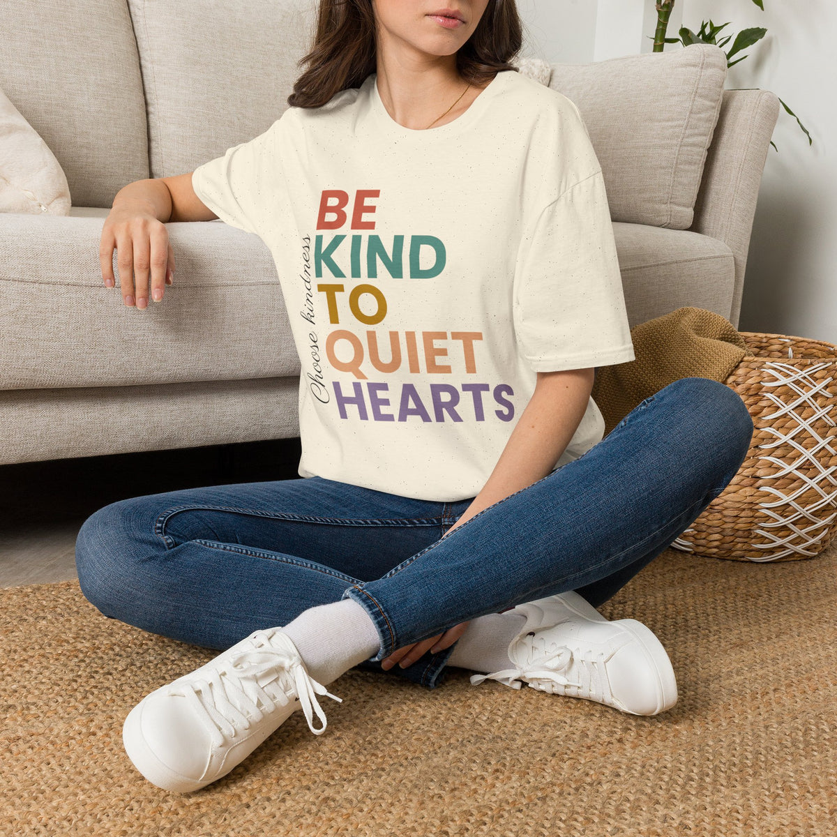 Be Kind To Quiet Hearts Cotton T-Shirt | Kindness Typography
