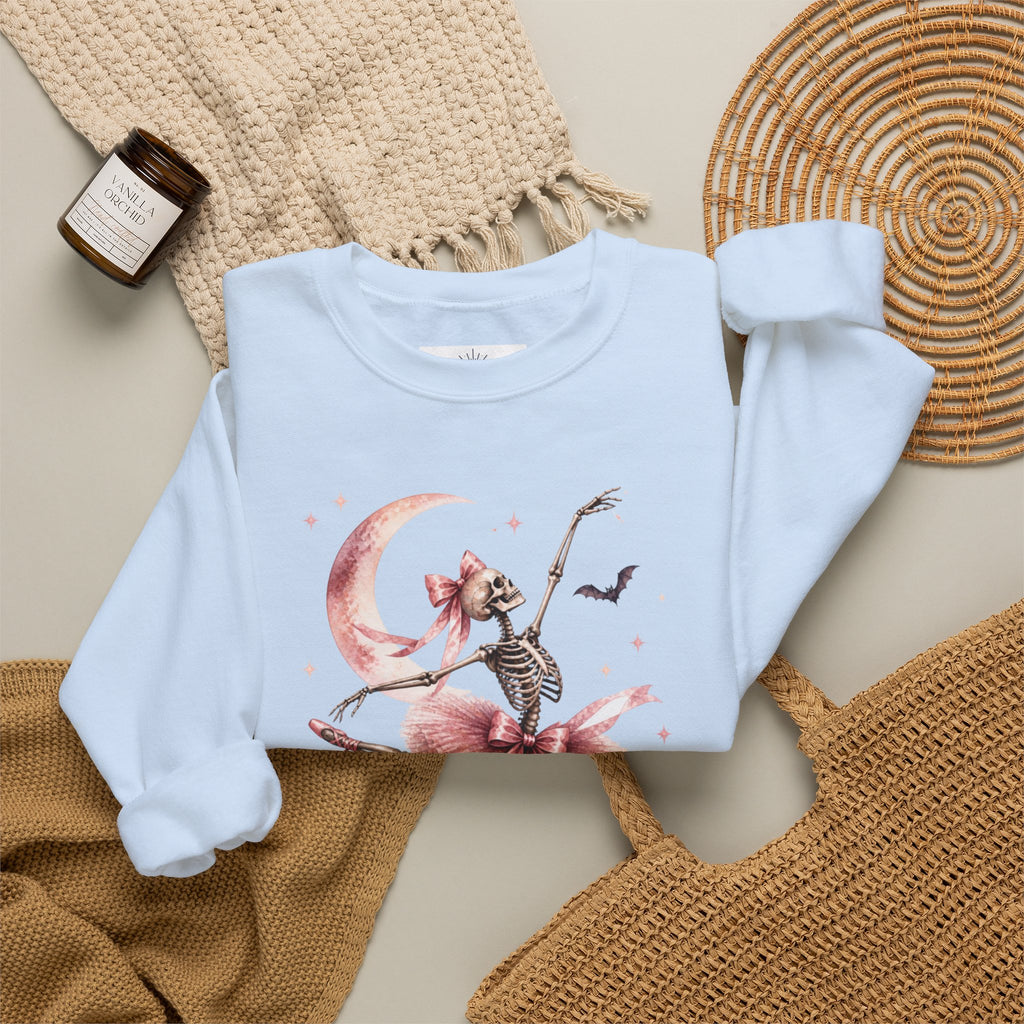 Skeleton Ballerina Ballet Dancer Sweatshirt | Halloween Pumpkin Moon