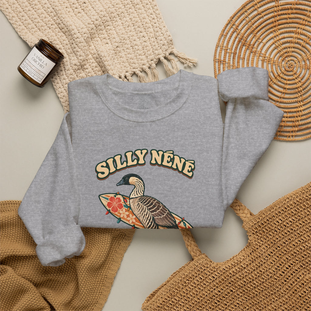 Silly Nēnē Surf Club Christmas Crewneck Sweatshirt – Hawaiian Goose Holiday Sweatshirt