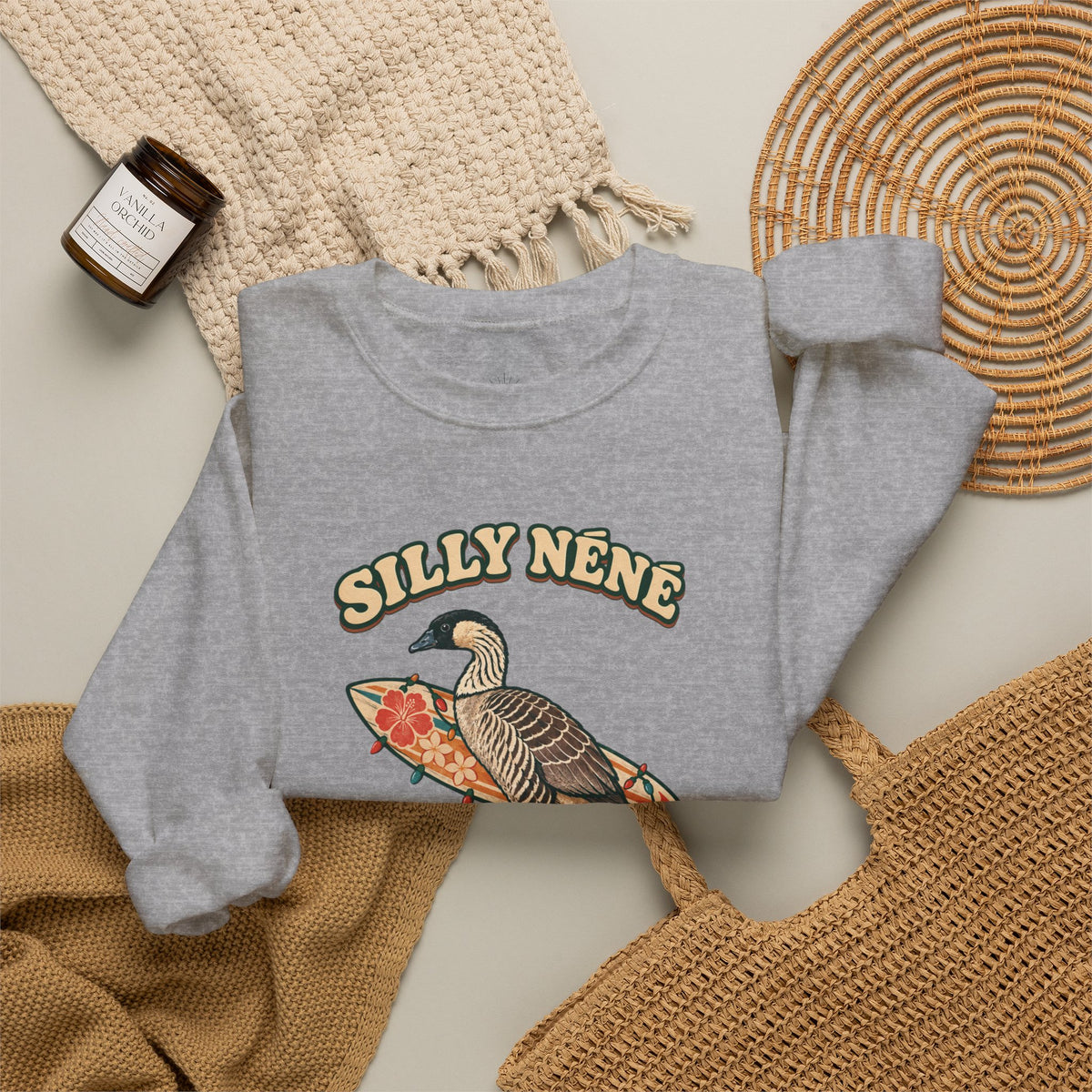 Silly Nēnē Surf Club Christmas Crewneck Sweatshirt – Hawaiian Goose Holiday Sweatshirt