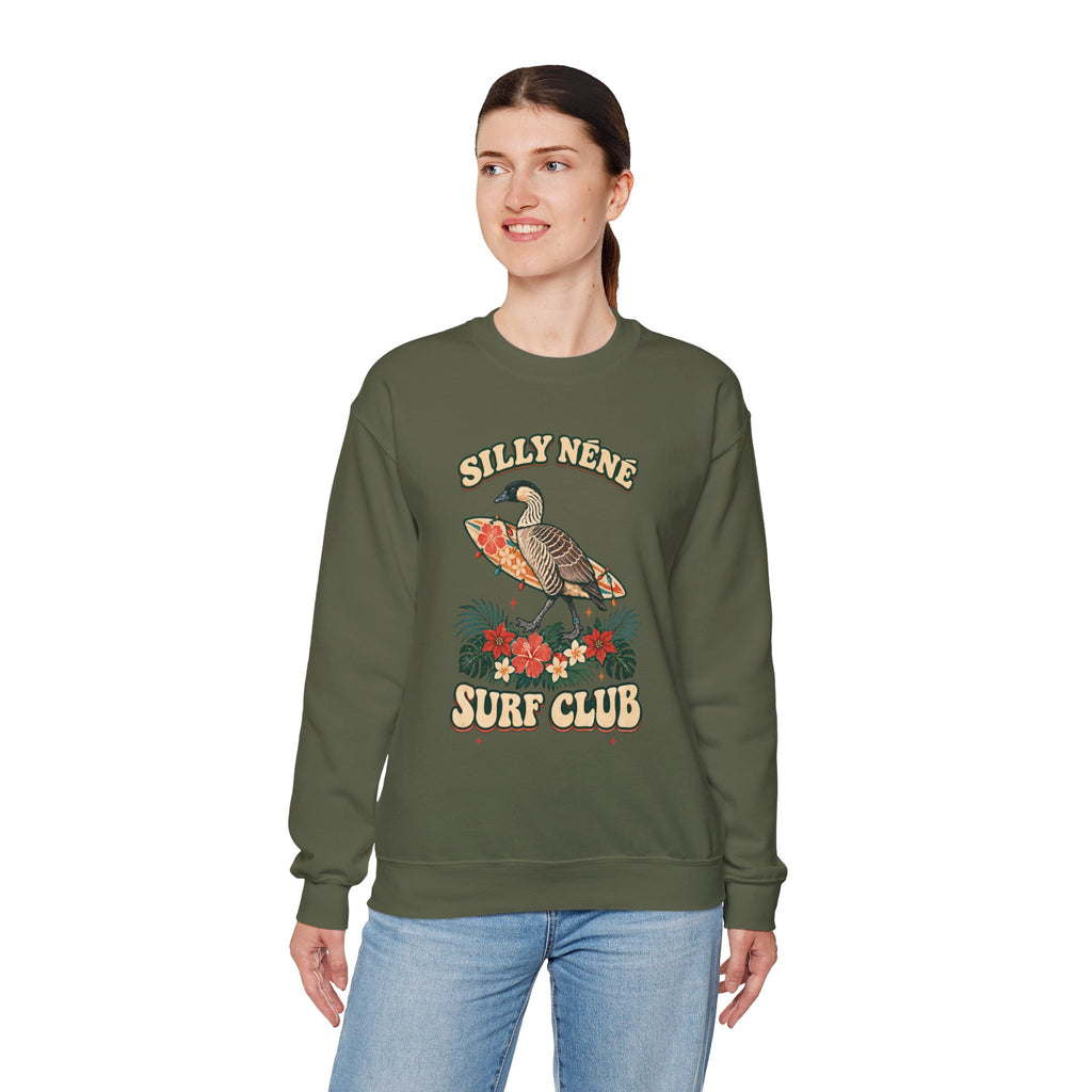 Silly Nēnē Surf Club Christmas Crewneck Sweatshirt – Hawaiian Goose Holiday Sweatshirt