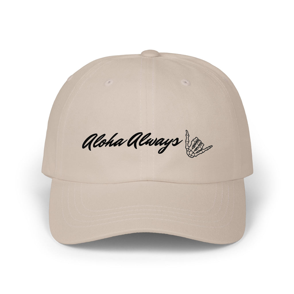 Aloha Always Dad Cap — Hawaiian Skeleton Shaka Hat