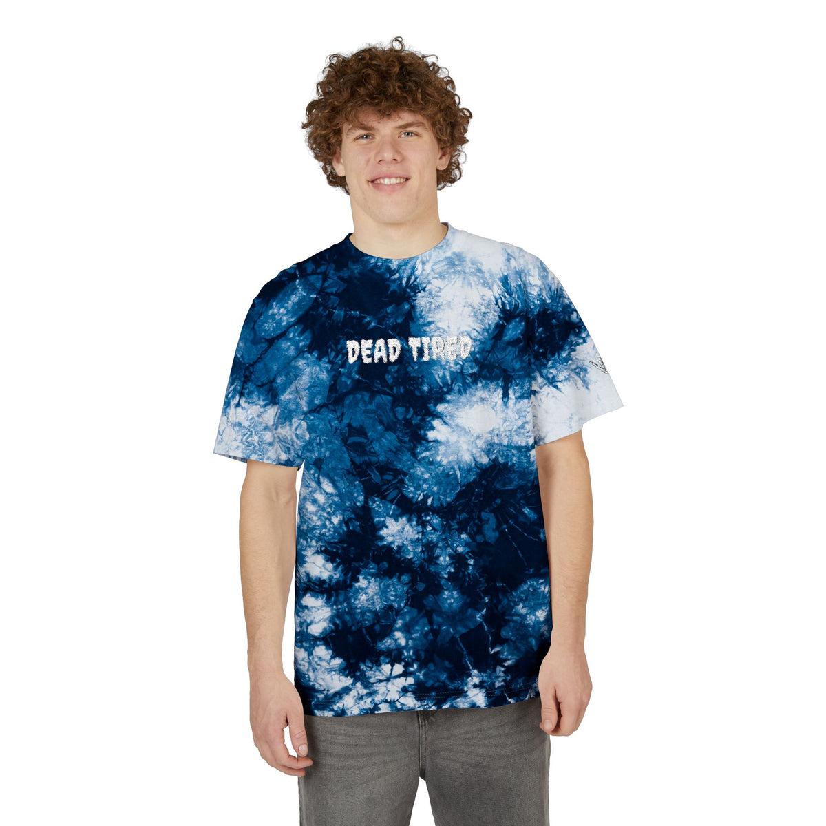Embroidered "Dead Tired" Tie-Dye Spiral T-Shirt