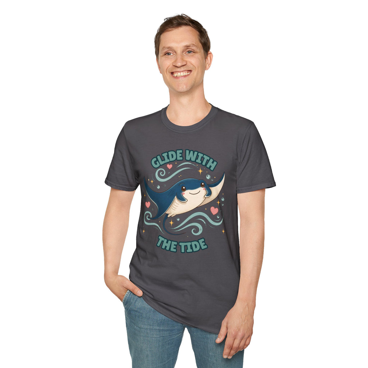 Manta Ray T-Shirt, Glide With the Tide Ocean Graphic