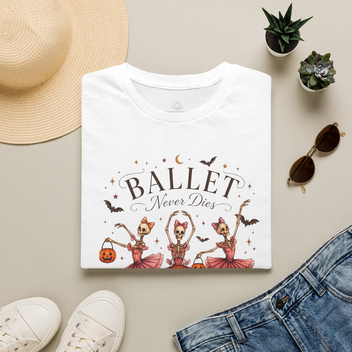 Ballet Never Dies T-Shirt | Halloween Skeleton Ballerina