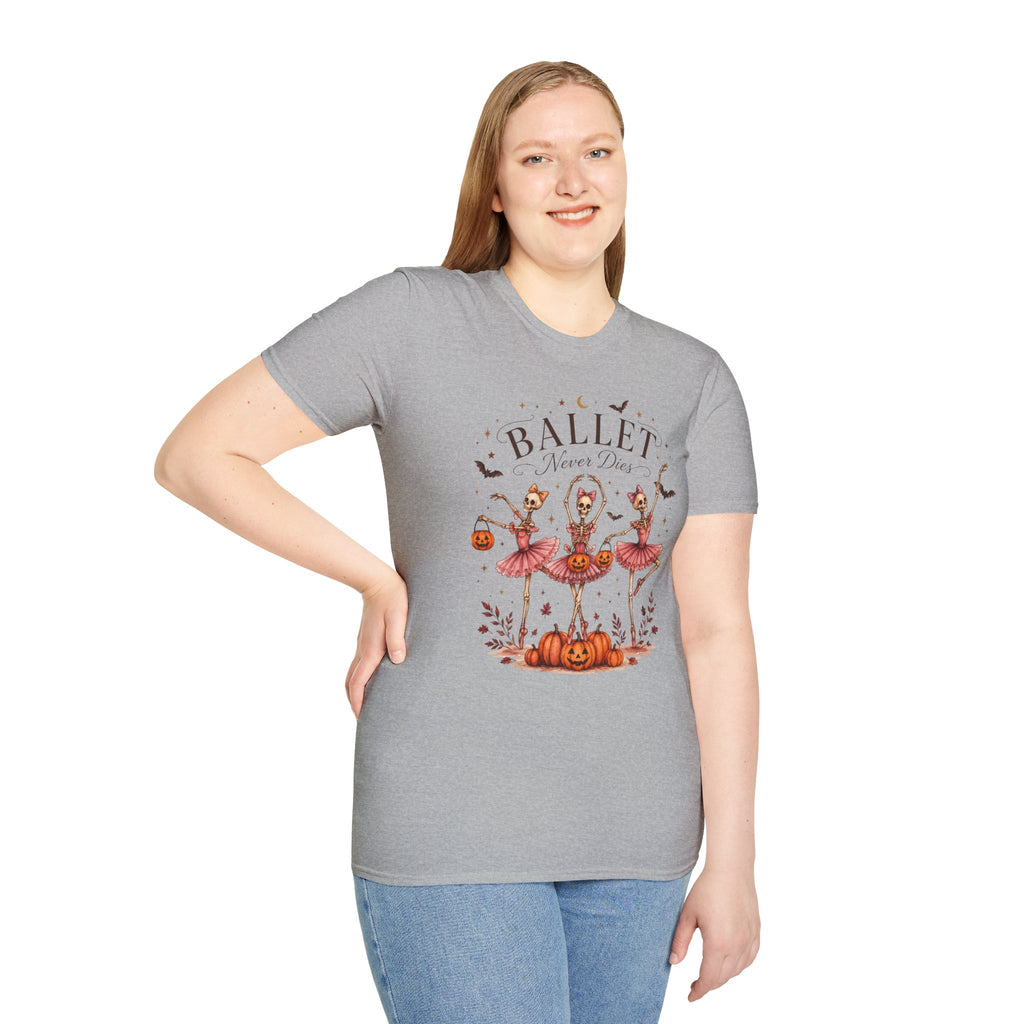 Ballet Never Dies T-Shirt | Halloween Skeleton Ballerina