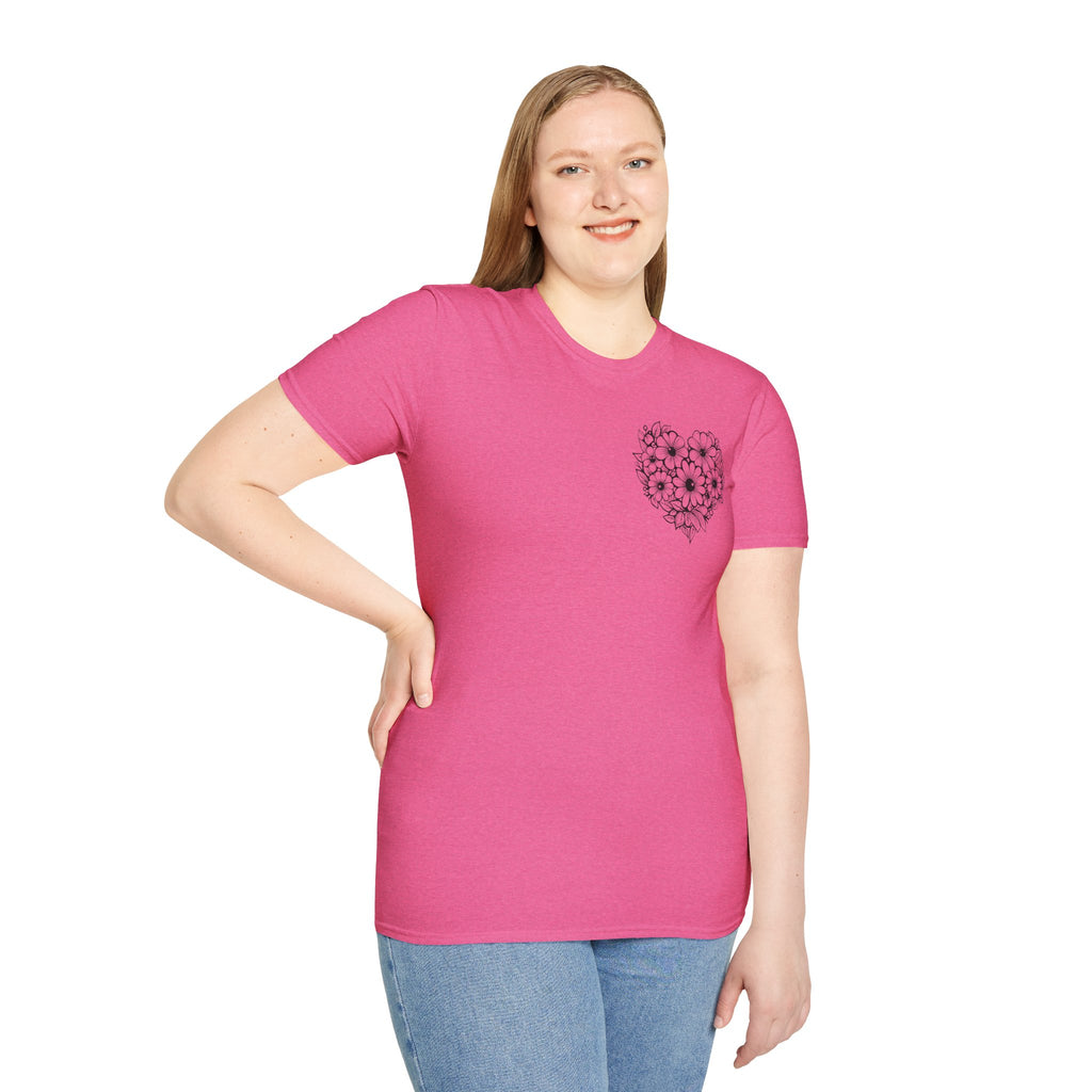 Bloom Kindly Floral Heart T-Shirt – Daisy Line Art