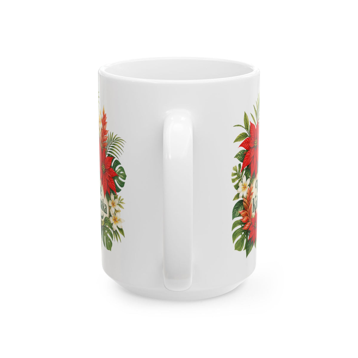 Tropical Poinsettia Holiday Mug – Floral Ceramic Cup