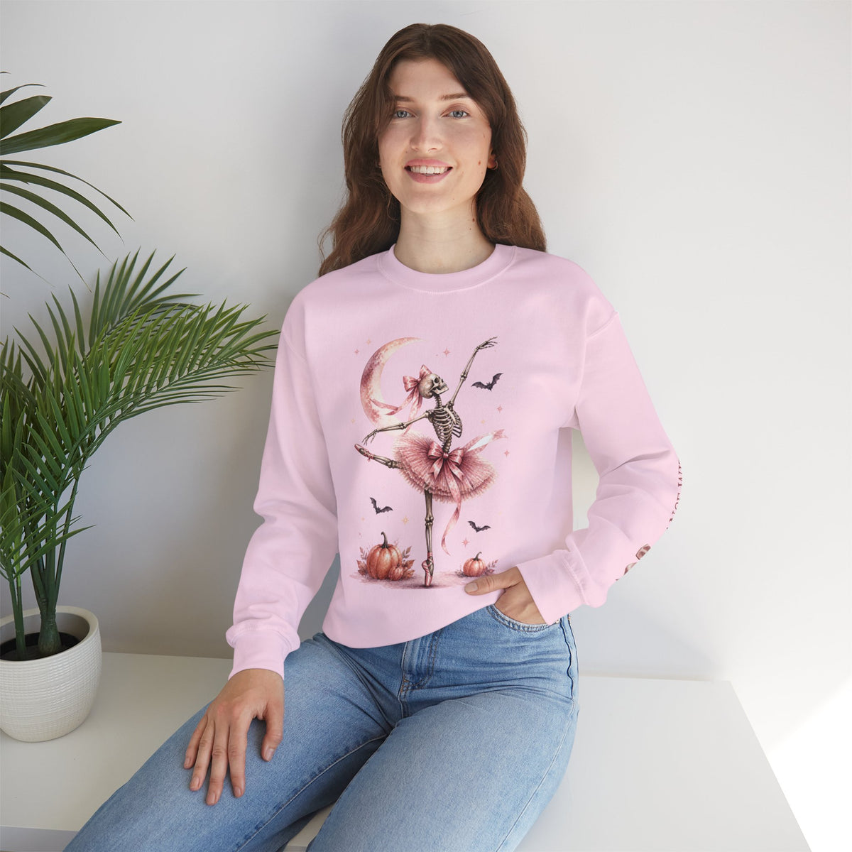 Skeleton Ballerina Ballet Dancer Sweatshirt | Halloween Pumpkin Moon