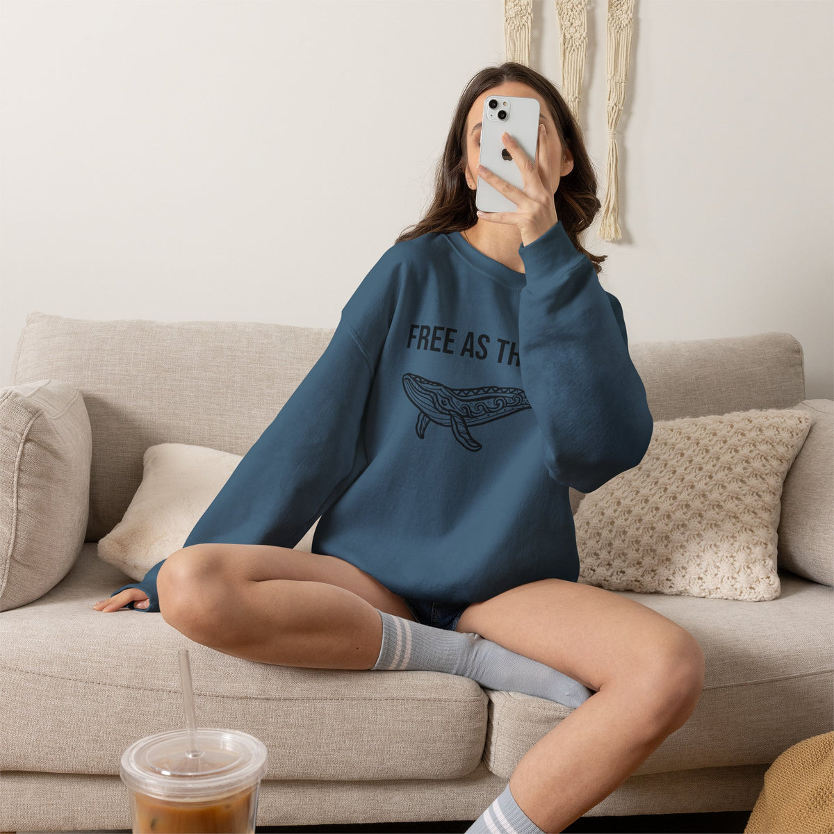 Free As The Sea Whale Sweatshirt – Tribal Ocean Design