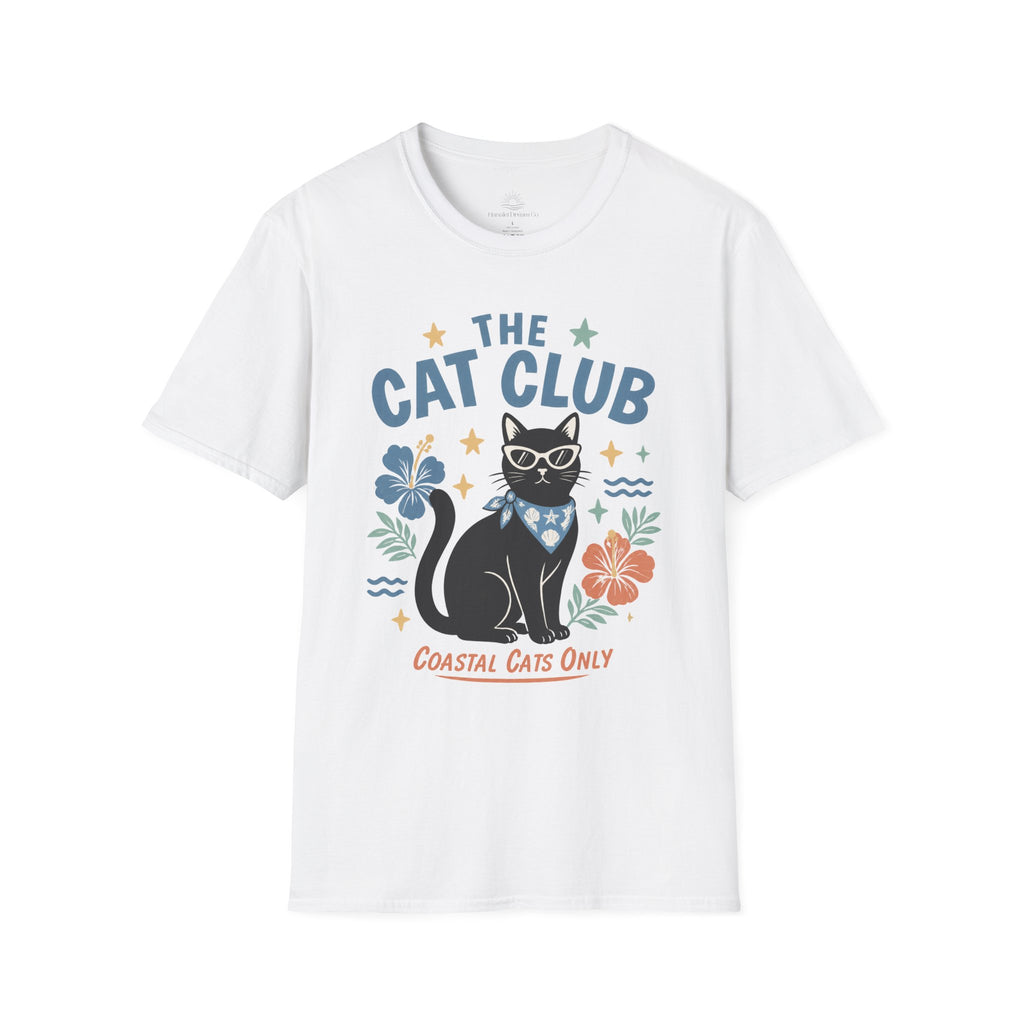 The Cat Club T-Shirt – Coastal Black Cat Floral