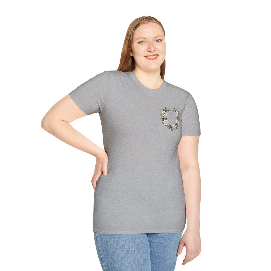 Gardenia Heart Floral Wreath T-Shirt – Botanical