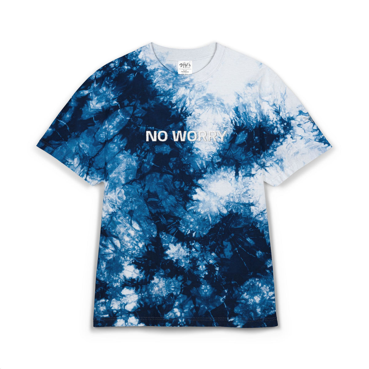 No Worry Embroidered Tie-Dye Shirt — Oversized Black & White