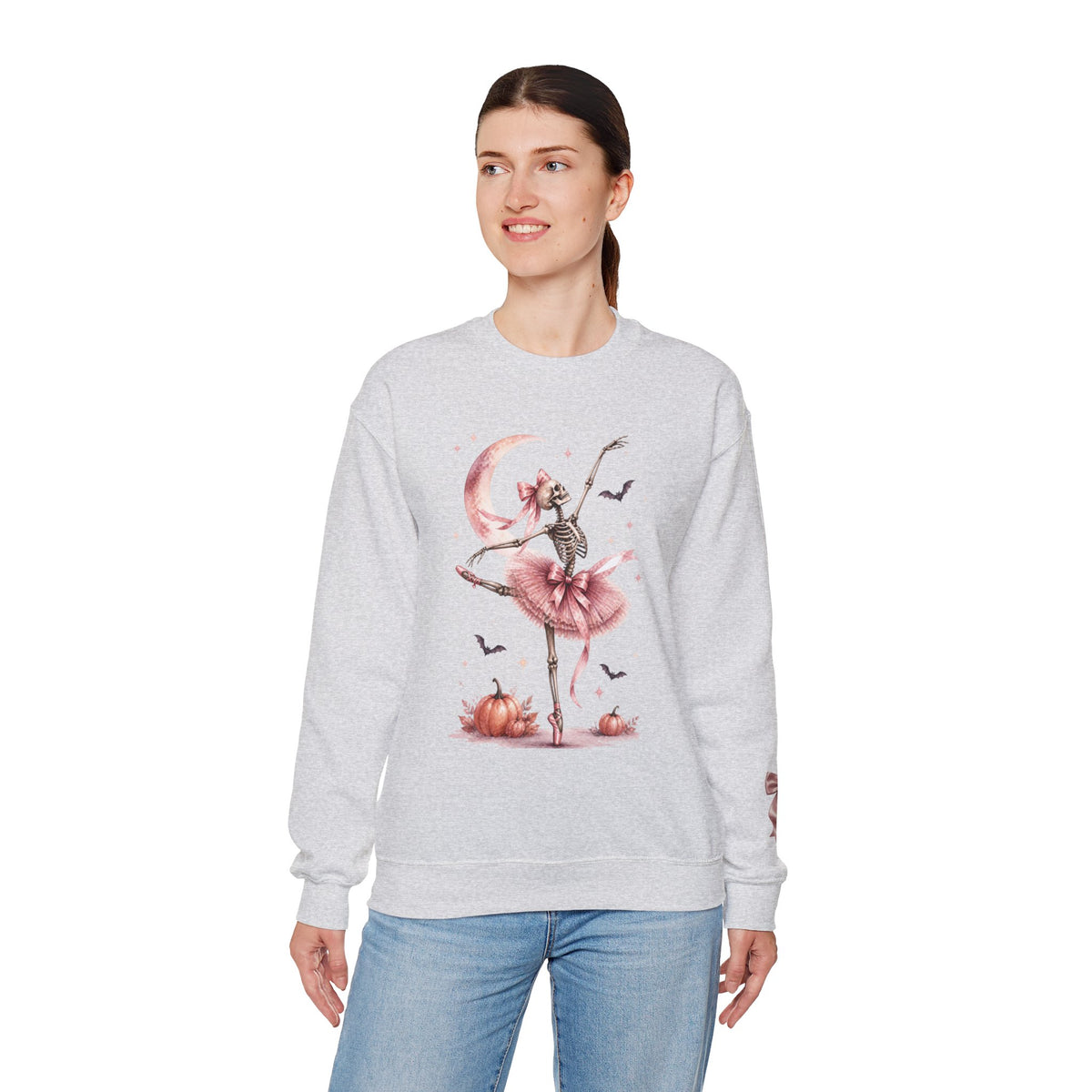 Skeleton Ballerina Ballet Dancer Sweatshirt | Halloween Pumpkin Moon