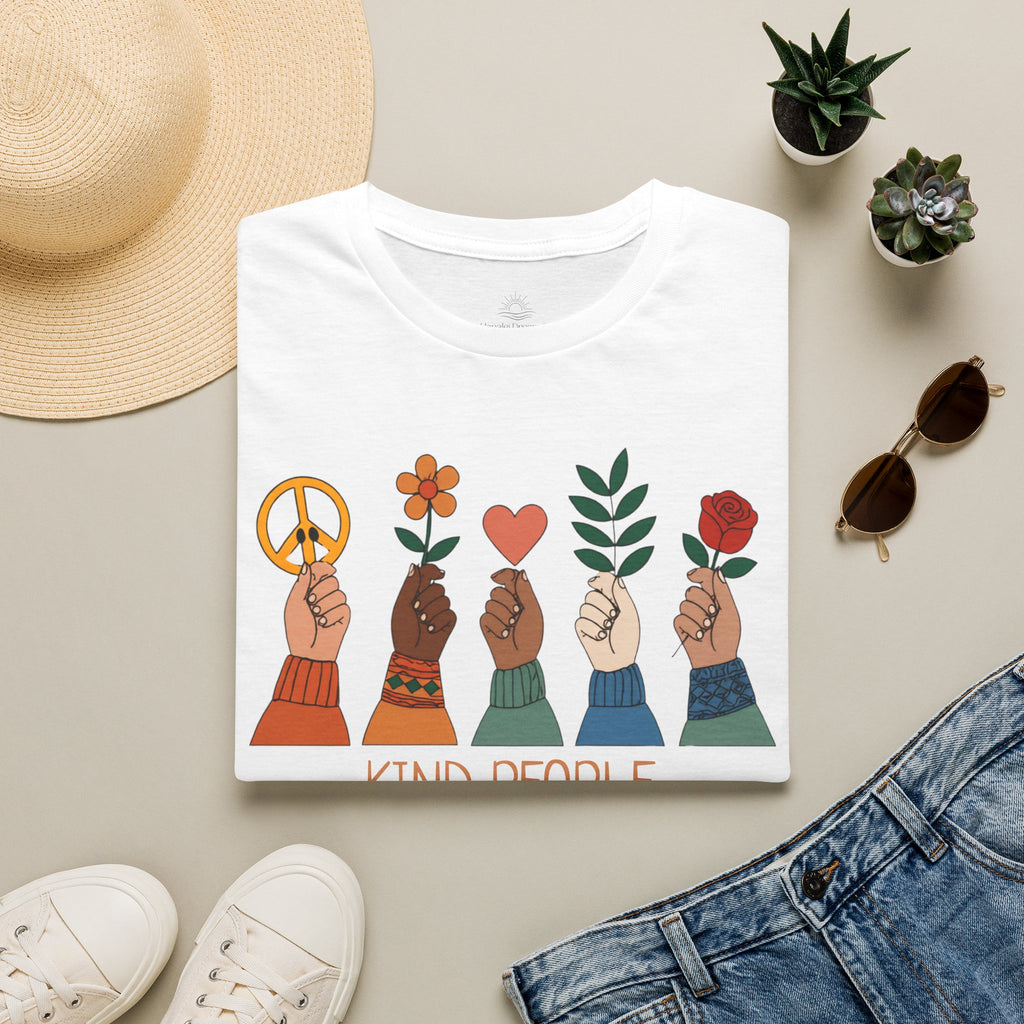 Kind People Change the World T-Shirt | Peace Flower Heart Rose Hands
