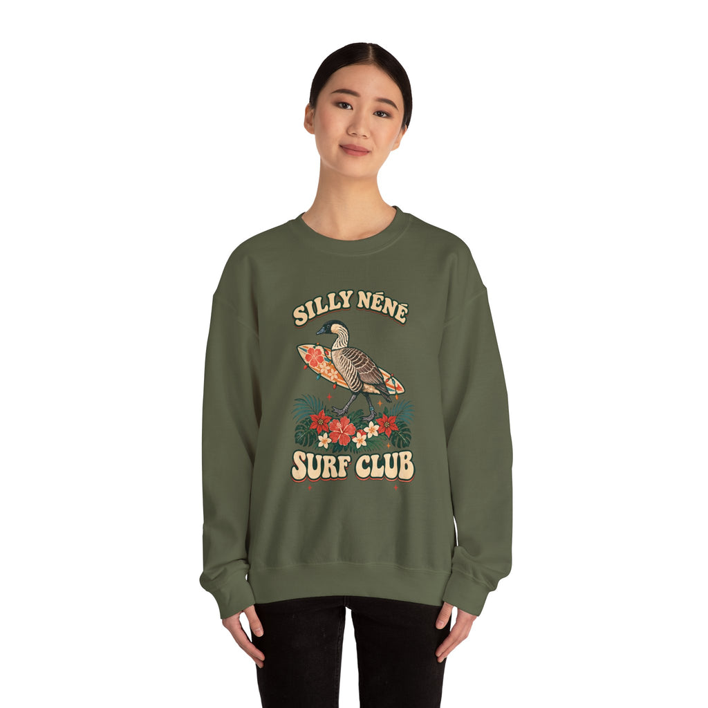 Silly Nēnē Surf Club Christmas Crewneck Sweatshirt – Hawaiian Goose Holiday Sweatshirt