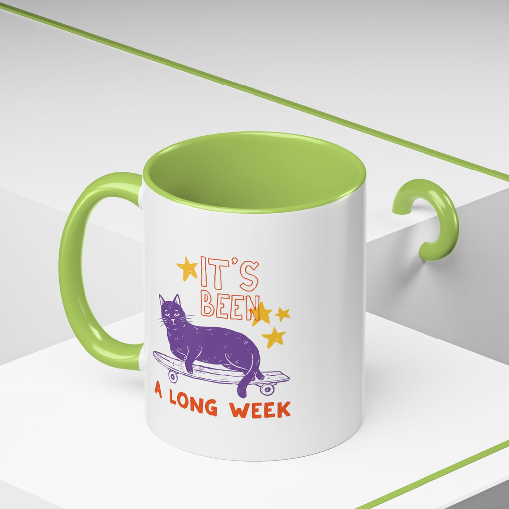 “It’s Been a Long Week” Cat on Skateboard Coffee Mug