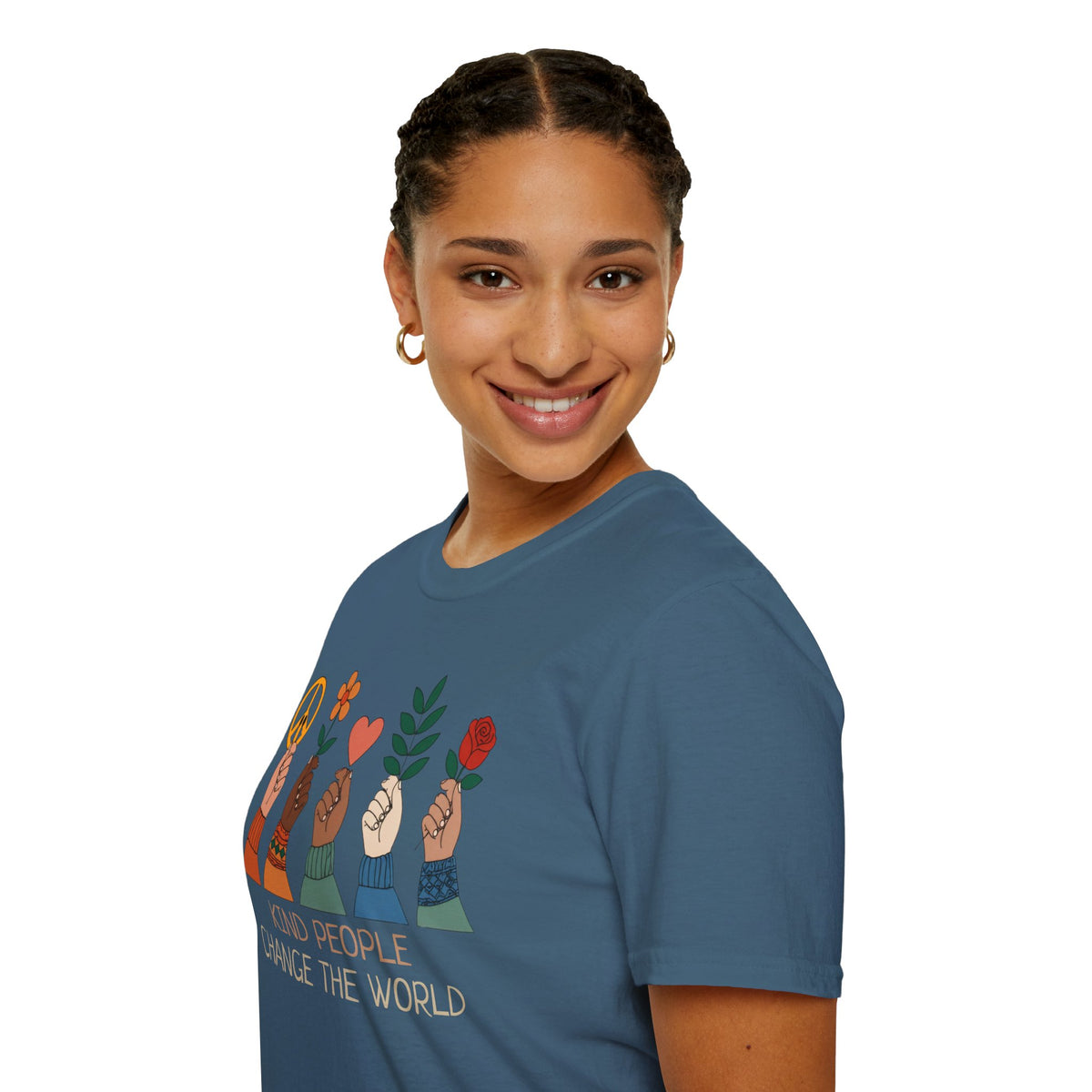 Kind People Change the World T-Shirt | Peace Flower Heart Rose Hands
