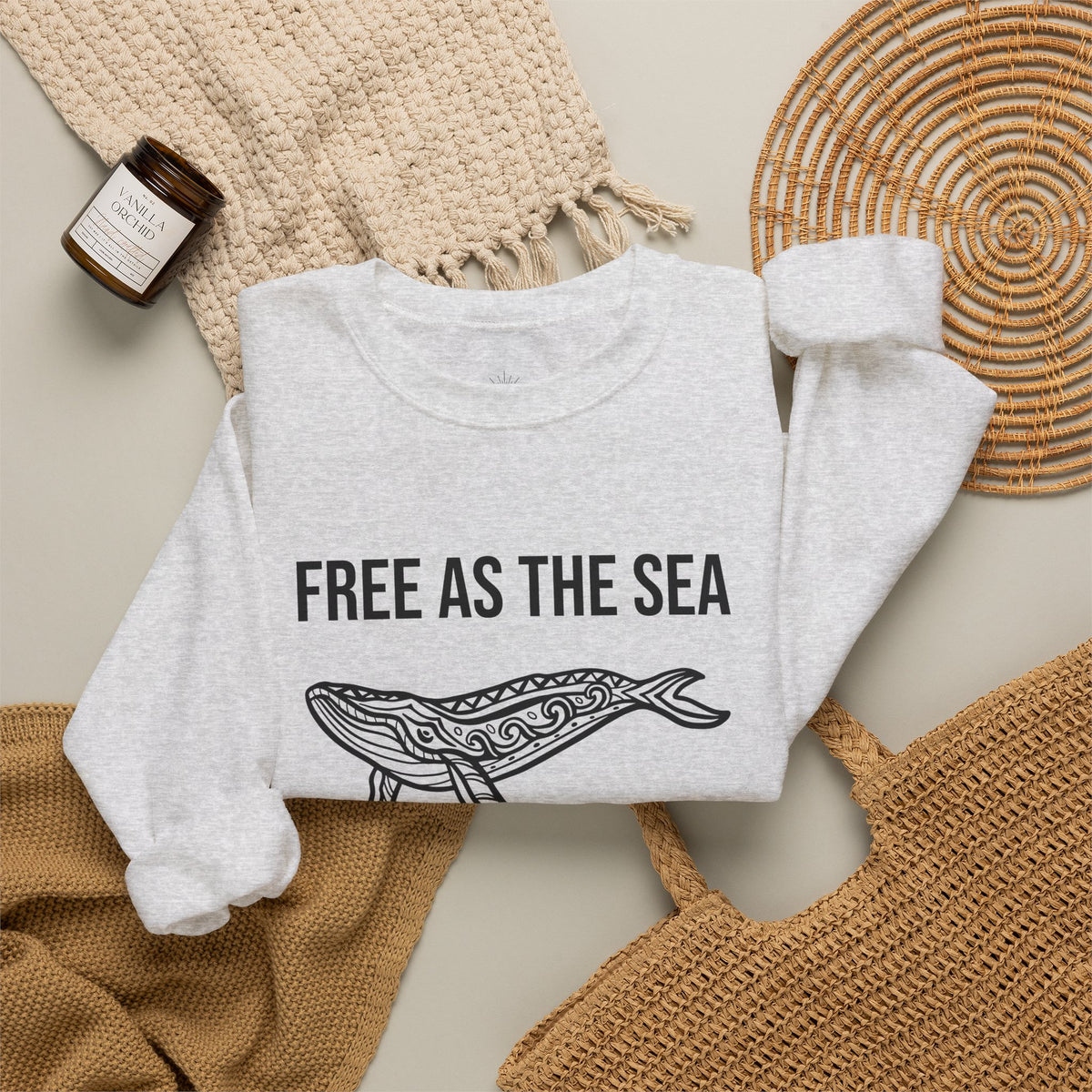 Free As The Sea Whale Sweatshirt – Tribal Ocean Design