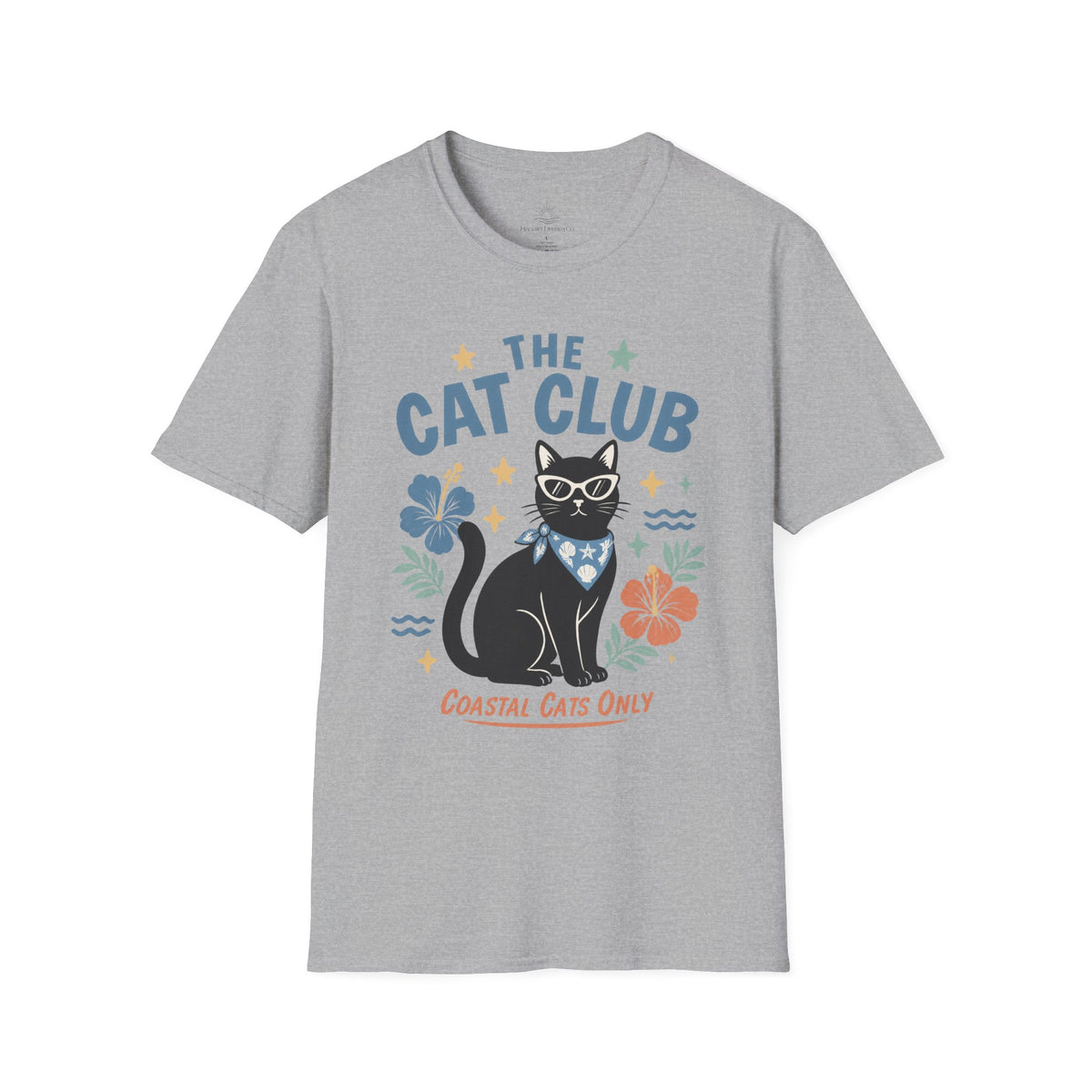The Cat Club T-Shirt – Coastal Black Cat Floral