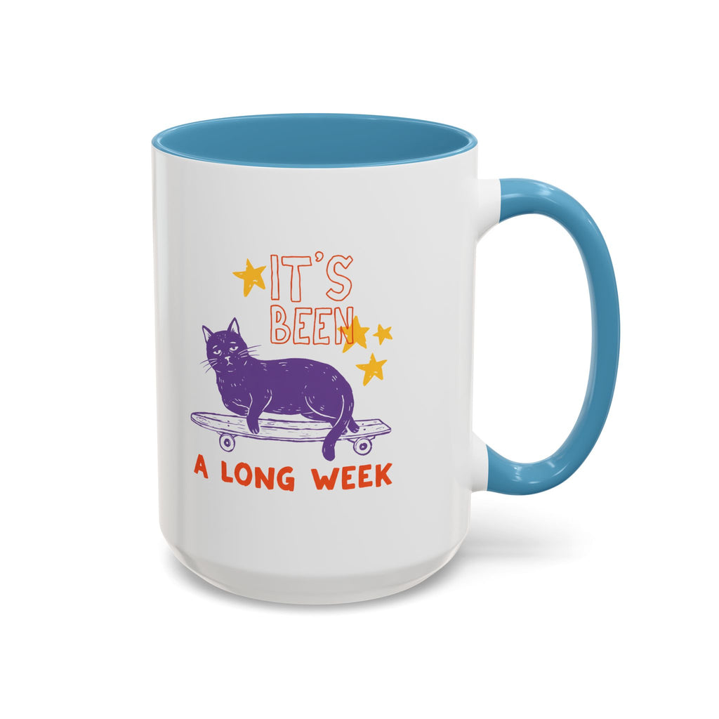 “It’s Been a Long Week” Cat on Skateboard Coffee Mug