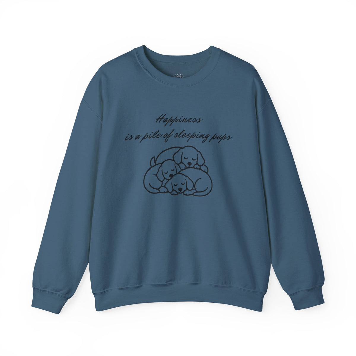 “Happiness Is a Pile of Sleeping Pups” Puppy Crewneck