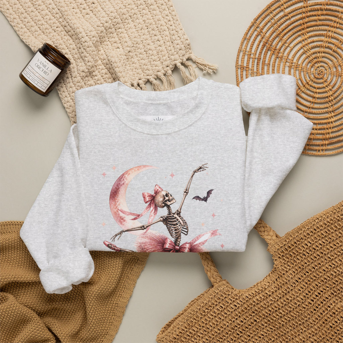Skeleton Ballerina Ballet Dancer Sweatshirt | Halloween Pumpkin Moon