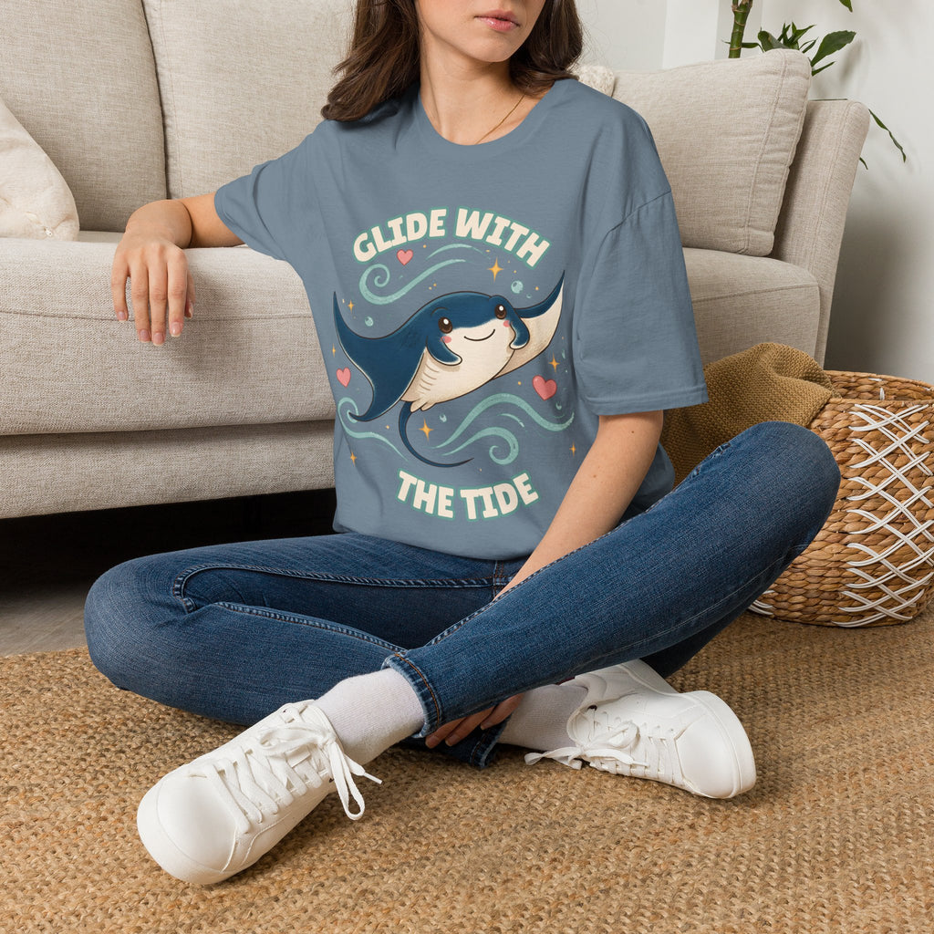 Manta Ray T-Shirt, Glide With the Tide Ocean Graphic