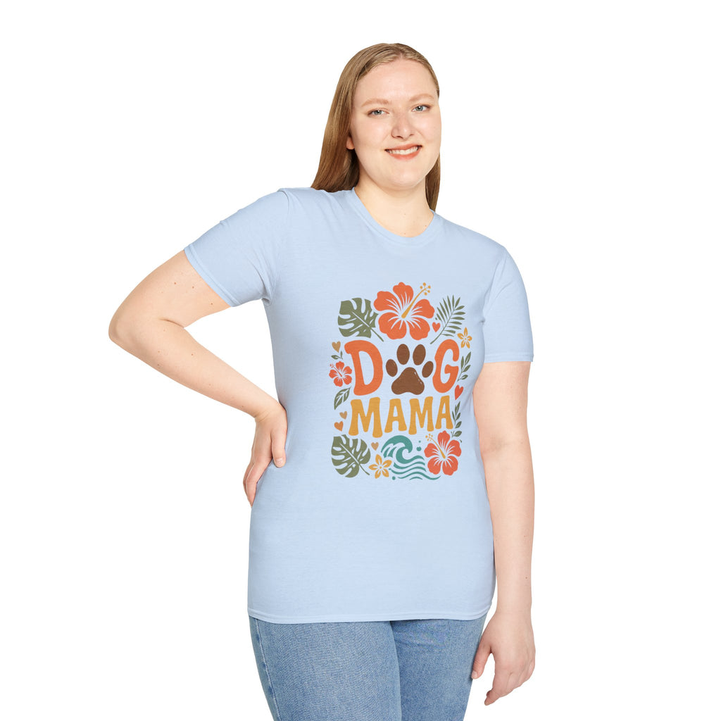“DOG MAMA” Floral Paw Print Tropical Tee