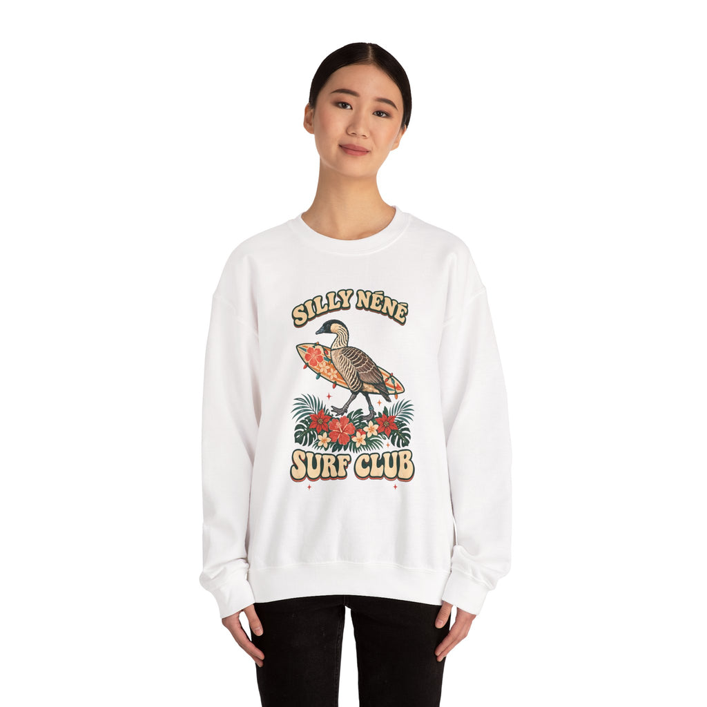 Silly Nēnē Surf Club Christmas Crewneck Sweatshirt – Hawaiian Goose Holiday Sweatshirt