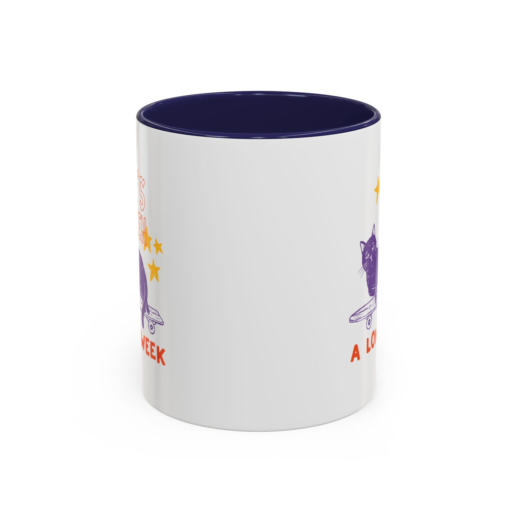 “It’s Been a Long Week” Cat on Skateboard Coffee Mug