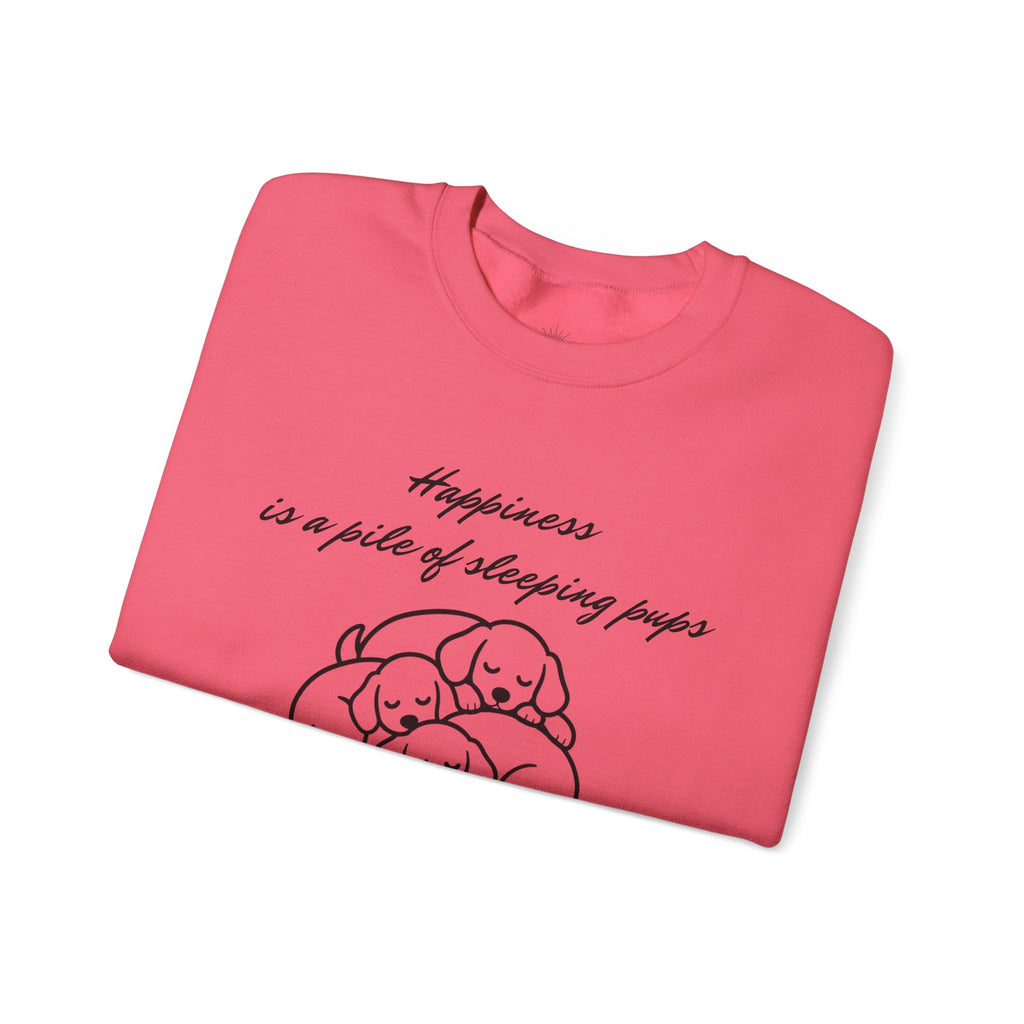 “Happiness Is a Pile of Sleeping Pups” Puppy Crewneck