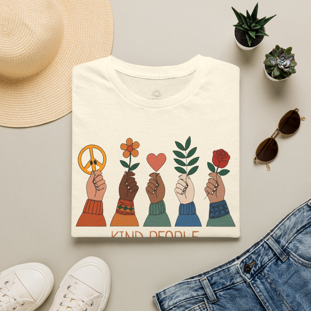 Kind People Change the World T-Shirt | Peace Flower Heart Rose Hands