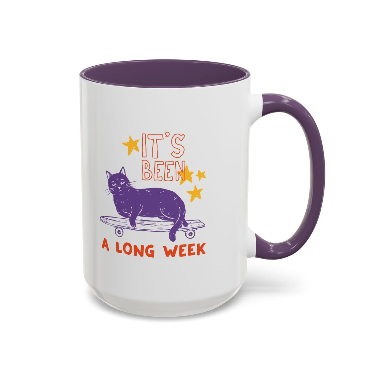“It’s Been a Long Week” Cat on Skateboard Coffee Mug
