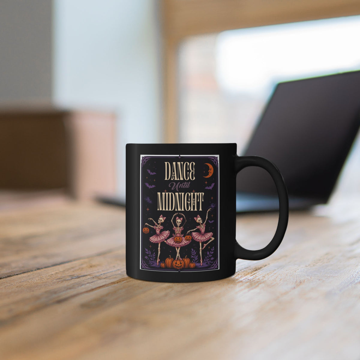 Dance Until Midnight Halloween Mug – Ballerina Skeletons