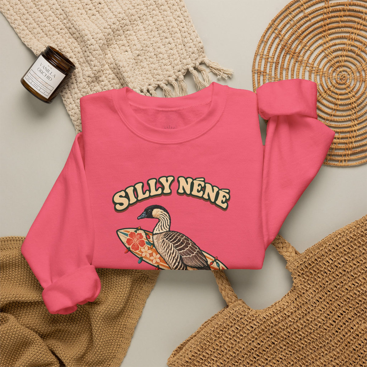 Silly Nēnē Surf Club Christmas Crewneck Sweatshirt – Hawaiian Goose Holiday Sweatshirt