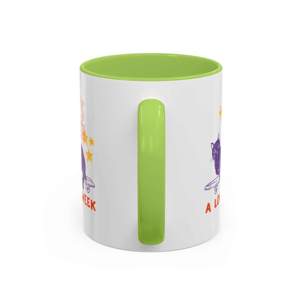 “It’s Been a Long Week” Cat on Skateboard Coffee Mug