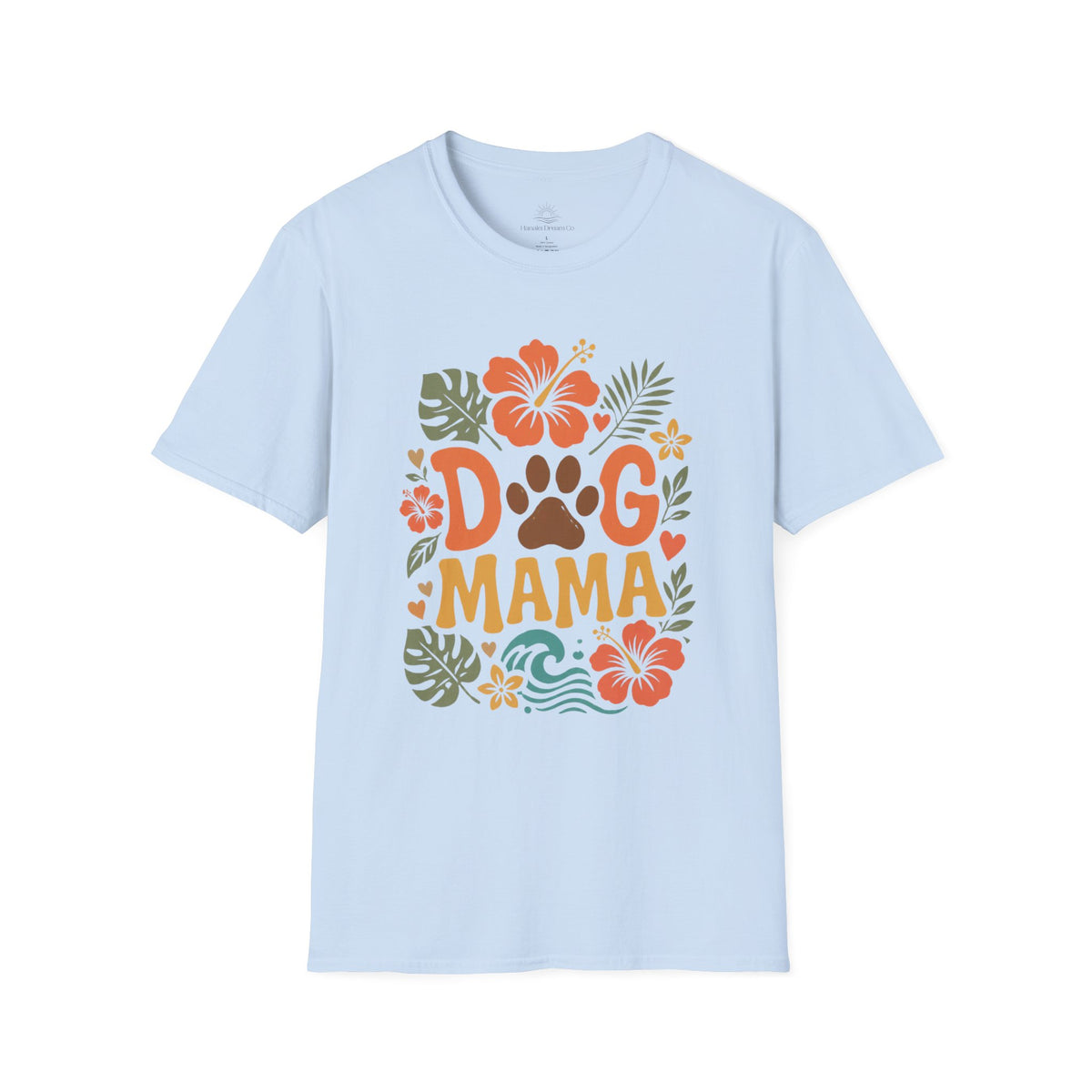 “DOG MAMA” Floral Paw Print Tropical Tee