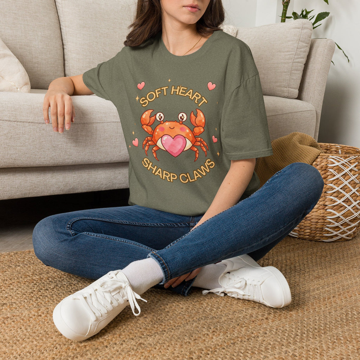Soft Heart Sharp Claws Cute Crab T-Shirt, Ocean Graphic