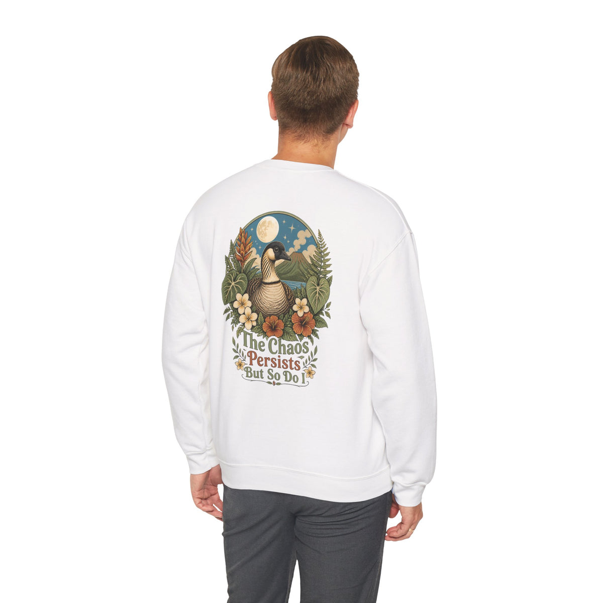 Vintage Goose Floral Crewneck – “Chaos Persists” Design